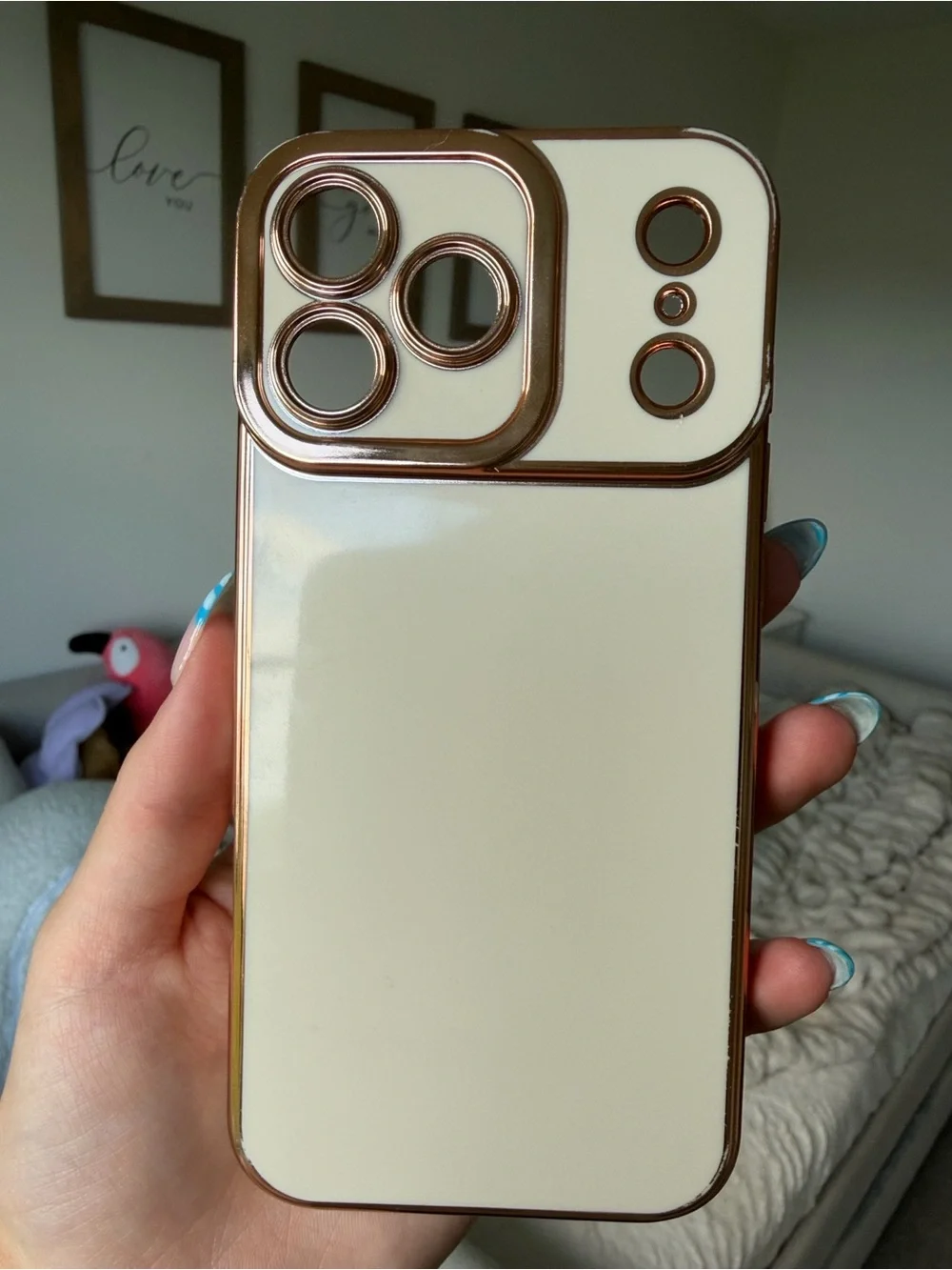 iphone 17 Pro Max - Neutral Cream Phone Case with Rose Gold Trim